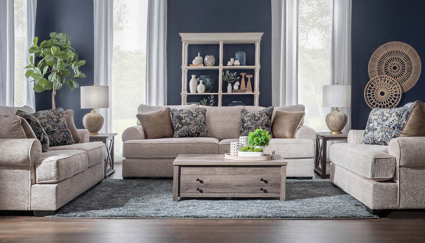 Memphis Beige Sofa & Loveseat