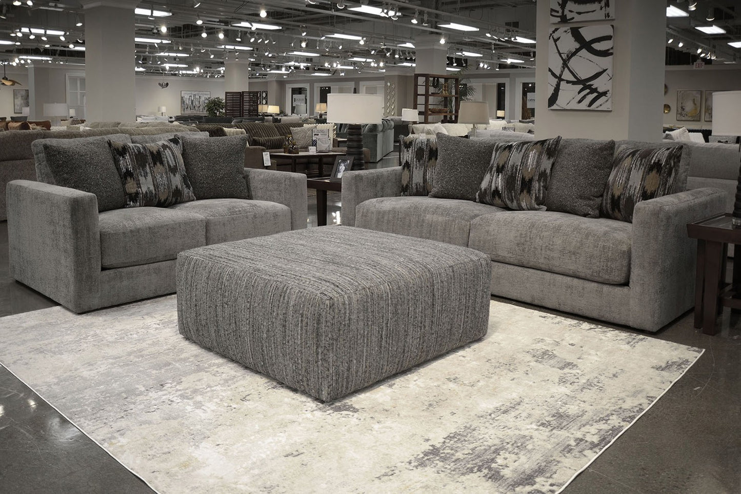 Alice Grey Sofa, Loveseat & Ottoman