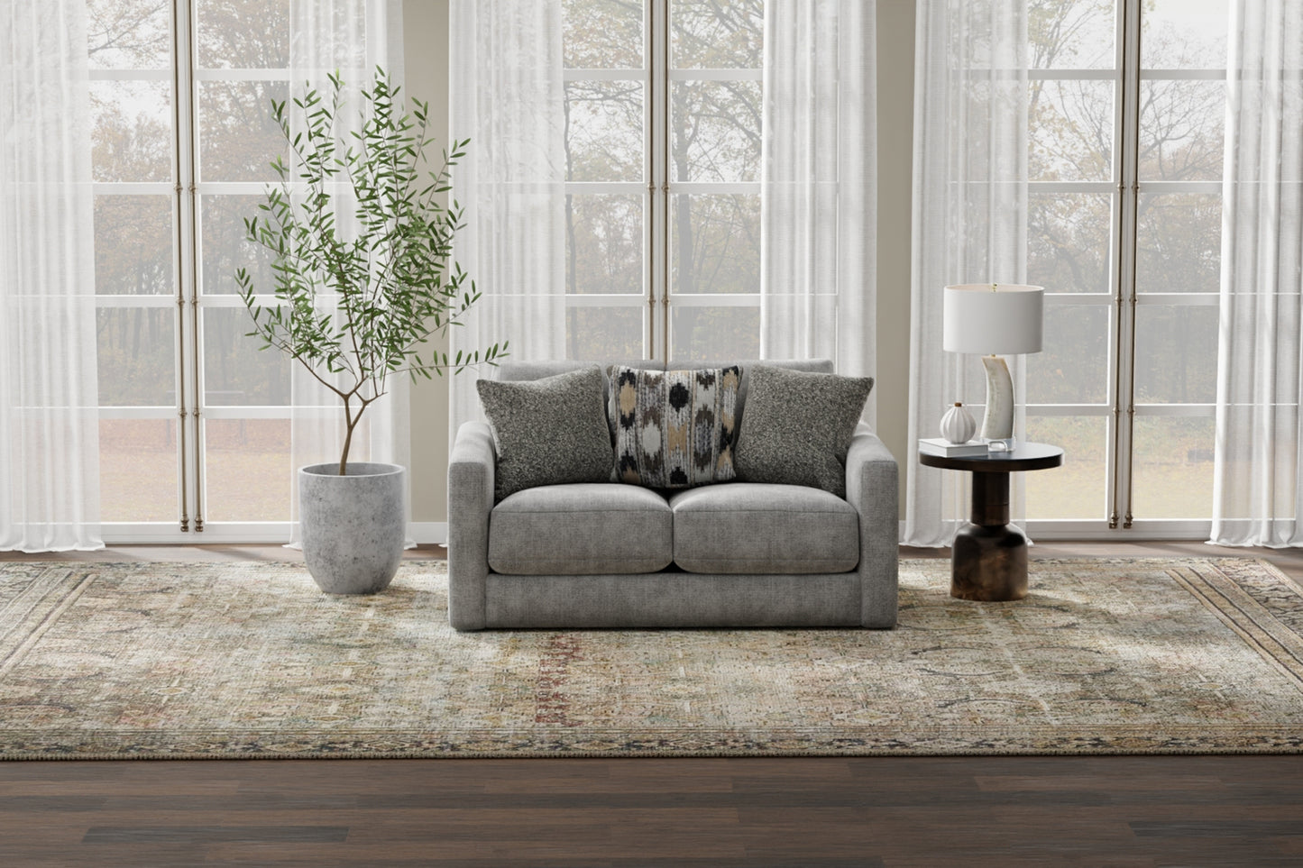 Alice Grey Sofa, Loveseat & Ottoman