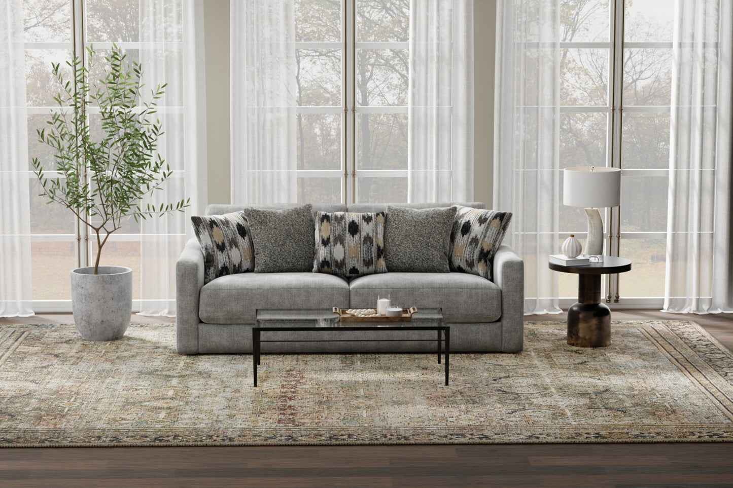 Alice Grey Sofa, Loveseat & Ottoman