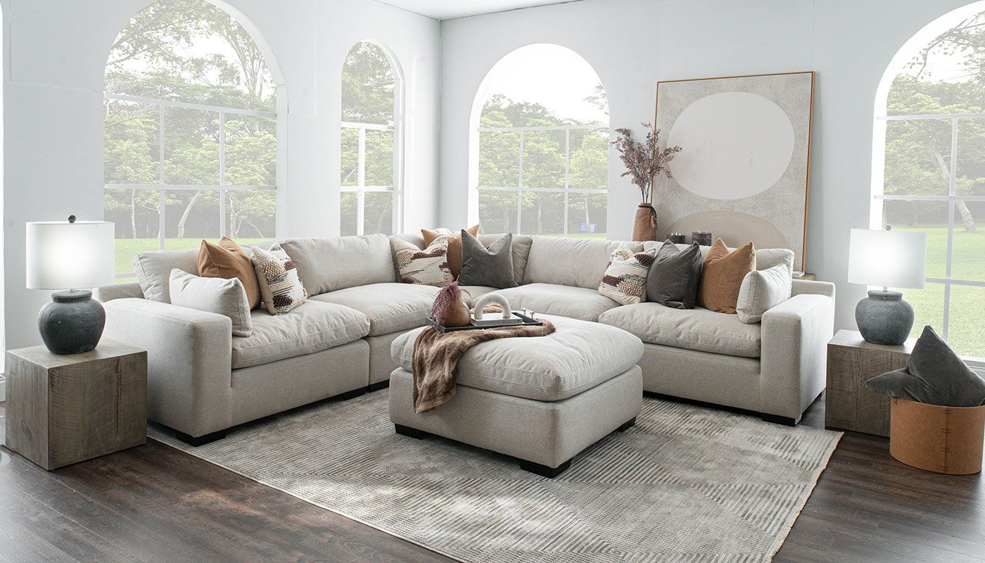 Colin Fabric 6pc. Sectional & Ottoman
