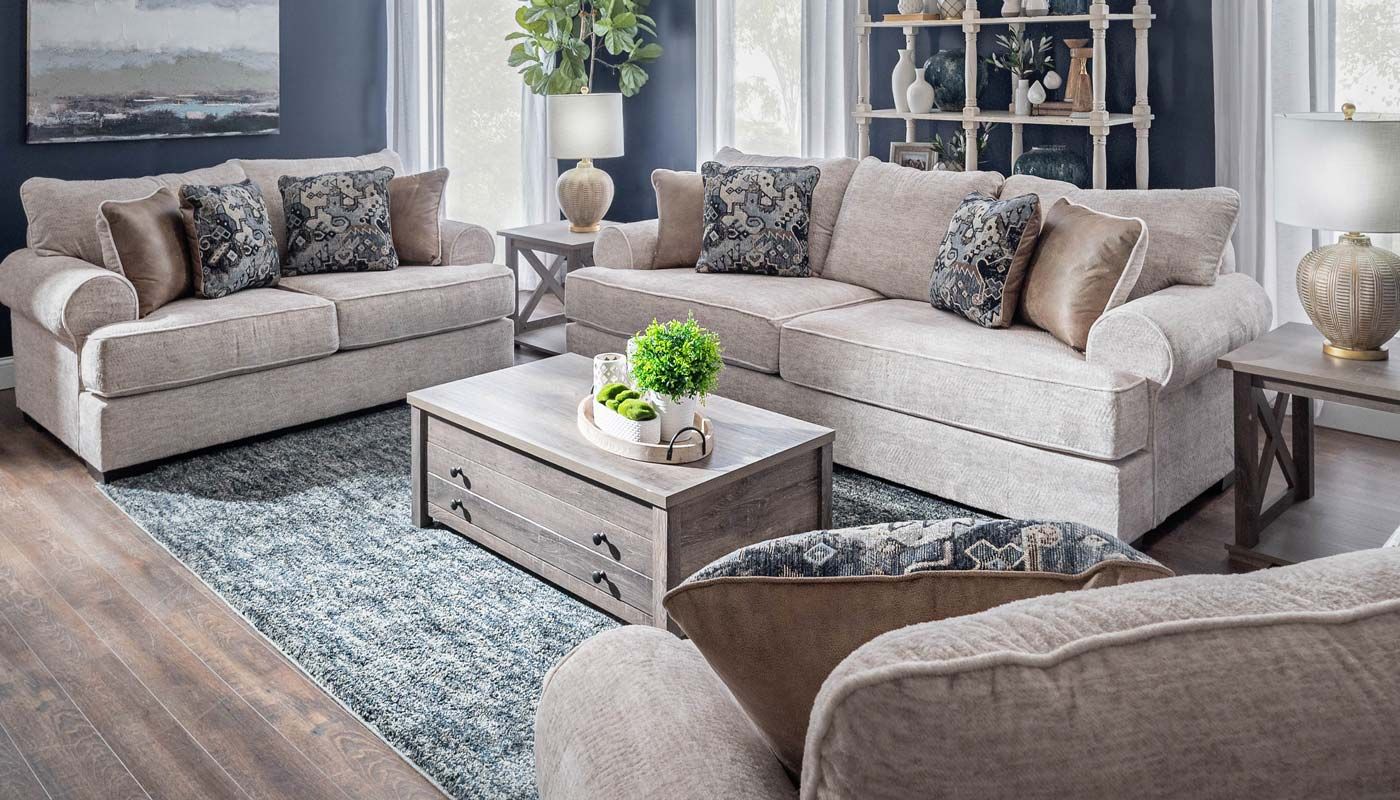 Memphis Beige Sofa & Loveseat