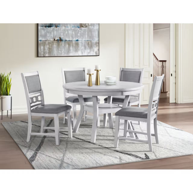 Amber White 5pc Dining Set