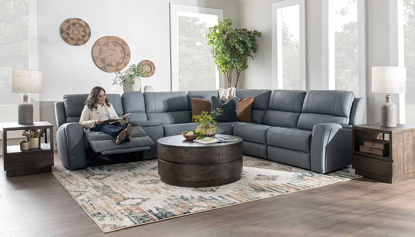 Grayson Blue/Grey 6pc. Sectional